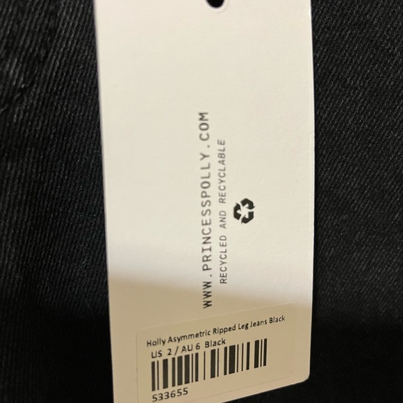 HOLLY ASYMMETRIC RIPPED LEG JEANS BLACK DENIM
 US 2 - Picture 7 of 8